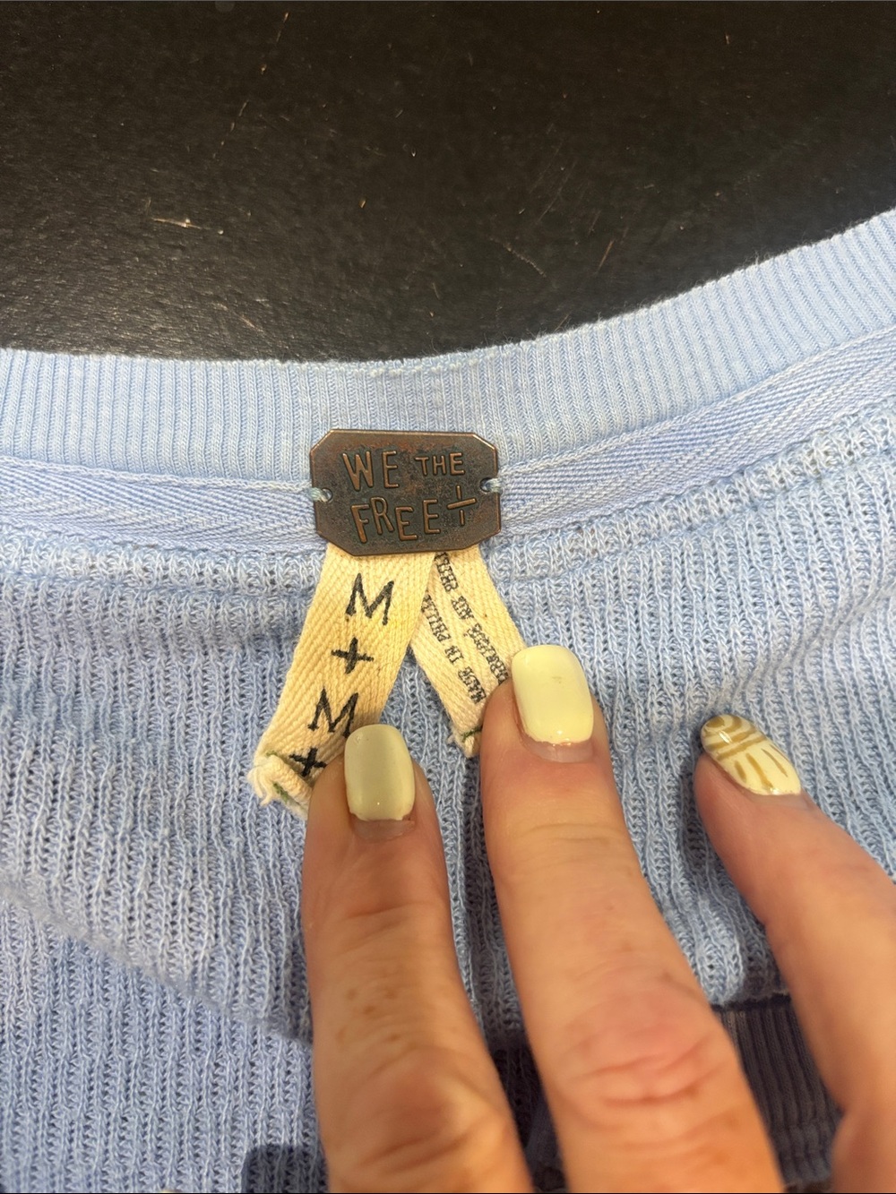 We The Free Light Blue Long-Sleeve Henley Top with Braided Trim - Picture 2 of 6